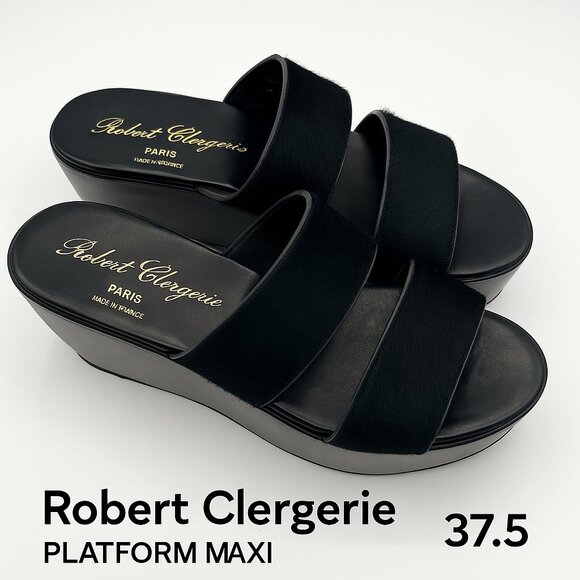 Robert Clergerie Luxury Calf Hair Black Platform Sandals – Size 37.5
